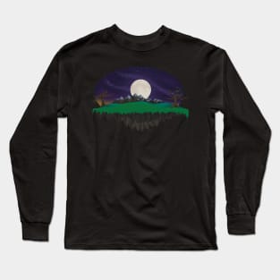 Floating Surreal Island at Night Long Sleeve T-Shirt